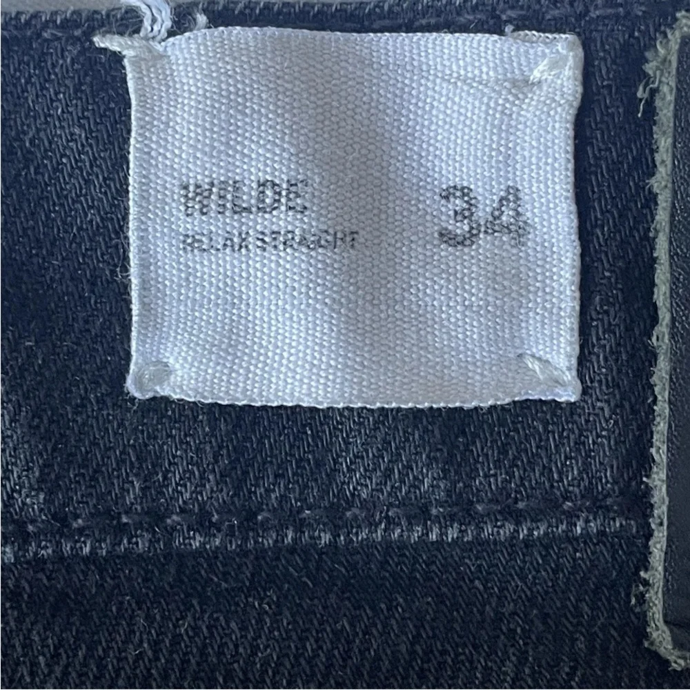 Hudson Jeans Mens 34 x 33 Black Denim Wilde Relaxed Straight Leg Button Fly Flaw